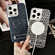 iPhone 16 Pebble Pattern PU MagSafe Phone Case with Holder - Grey