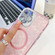iPhone 16 Plating Texture Wristband MagSafe TPU Phone Case with Glitter Lens Film - Purple Feathers