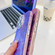 iPhone 16 Plating Texture Wristband MagSafe TPU Phone Case with Glitter Lens Film - Purple Feathers