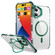 iPhone 16 Rainbow Series Transparent MagSafe Lens Holder Phone Case - Green