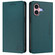 iPhone 16 RC01 Dual-Folded Magnetic Suction RFID Leather Phone Case - Dark Green