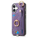 iPhone 16 Retro Skin-feel Ring Card Bag Phone Case with Hang Loop - Purple