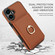 iPhone 16 RFID Anti-theft Card Ring Holder Phone Case - Brown