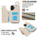 iPhone 16 RFlD Anti-theft Double Buckle Ring Zipper Card Phone Case - White