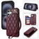 iPhone 16 Rhombic Dual Buckle Card Slots Phone Case with Lanyard - Wine Red