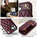 iPhone 16 Rhombic Dual Buckle Card Slots Phone Case with Lanyard - Wine Red