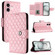iPhone 16 Rhombic Texture Flip Leather Phone Case with Lanyard - Pink