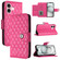 iPhone 16 Rhombic Texture Flip Leather Phone Case with Lanyard - Rose Red