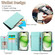 iPhone 16 Rhombic Zipper Wallet Leather Phone Case - Cyan