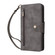 iPhone 16 Rivet Buckle 9 Cards Three Fold Leather Phone Case - Grey