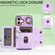 iPhone 16 Skin Feel Card Bag Phone Case with Ring Buckle - Purple