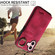 iPhone 16 Skin Feel Card Bag Phone Case with Ring Buckle - Red