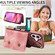 iPhone 16 Skin Feel Card Bag Phone Case with Ring Buckle - Rose Gold