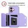 iPhone 16 Skin Feel Four Card Slots Phone Case with Wrist Strap - Purple