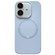 iPhone 16 Small Window Acrylic Glass Lens MagSafe Silicone Phone Case - Sierra Blue
