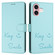 iPhone 16 Smile Embossing RFID Leather Phone Case - Mint Green