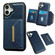 iPhone 16 Solid Color Metal Buckle Card Slots Bag Phone Case - Blue