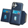 iPhone 16 Solid Color Metal Buckle Card Slots Bag Phone Case - Blue
