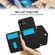iPhone 16 Splicing Rhombic Texture Card Bag Phone Case with Long Lanyard - Black