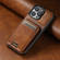 iPhone 16 Suteni H02 Leather Wallet Stand Back Phone Case - Brown
