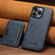 iPhone 16 Suteni M3 Card Bag MagSafe Cowhide Texture Leather Phone Case - Blue