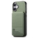 iPhone 16 Twill Fabric Leather Vertical Flip RFID Card Bag Phone Case - Green