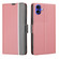 iPhone 16 Twill Texture Side Button Leather Phone Case - Pink