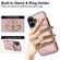 iPhone 16 YM007 Ring Holder Card Bag Skin Feel Phone Case - Rose Gold