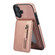 iPhone 16 Zipper Wallet Split MagSafe Leather Back Phone Case - Rose Gold