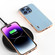 iPhone 16 Pro Max ABEEL Electroplated Frame Genuine Leather Elegant Phone Case - Sky Blue