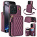 iPhone 16 Pro Max AwQuer Crossbody Zipper Wallet Rhombic Leather Back Phone Case - Dark Purple