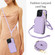iPhone 16 Pro Max AwQuer Crossbody Zipper Wallet Rhombic Leather Back Phone Case - Purple