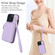 iPhone 16 Pro Max AwQuer Crossbody Zipper Wallet Rhombic Leather Back Phone Case - Purple