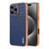 iPhone 16 Pro Max AZNS Electroplated Frame Crocodile Texture Full Coverage Phone Case - Blue