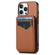 iPhone 16 Pro Max Carbon Fiber MagSafe Vertical Flip Card Bag Phone Case - Brown