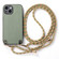 iPhone 16 Pro Max Carbon Fiber Texture Leather Back Phone Case with Crossbody Strap - Green