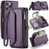 iPhone 16 Pro Max CaseMe C36 Card Slots Zipper Wallet RFID Anti-theft Leather Phone Case - Purple