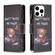 iPhone 16 Pro Max Colored Drawing Pattern Zipper Phone Leather Case - Bear