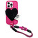 iPhone 16 Pro Max Creative Plush Heart Design Phone Case with Lanyard - Rose Red