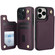 iPhone 16 Pro Max Crossbody Dual-Buckle Wallet Back Leather Phone Case - Dark Purple