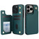 iPhone 16 Pro Max Crossbody Dual-Buckle Wallet Back Leather Phone Case - Green