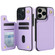 iPhone 16 Pro Max Crossbody Dual-Buckle Wallet Back Leather Phone Case - Light Purple