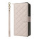 iPhone 16 Pro Max Crossbody Rhombic Zipper Tower Buckle Leather Phone Case with Lanyard - Beige