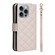 iPhone 16 Pro Max Crossbody Rhombic Zipper Tower Buckle Leather Phone Case with Lanyard - Beige