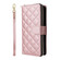 iPhone 16 Pro Max Crossbody Rhombic Zipper Tower Buckle Leather Phone Case with Lanyard - Rose Gold
