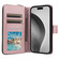 iPhone 16 Pro Max Crossbody Rhombic Zipper Tower Buckle Leather Phone Case with Lanyard - Rose Gold