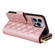 iPhone 16 Pro Max Crossbody Rhombic Zipper Tower Buckle Leather Phone Case with Lanyard - Rose Gold