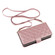 iPhone 16 Pro Max Crossbody Rhombic Zipper Tower Buckle Leather Phone Case with Lanyard - Rose Gold
