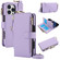 iPhone 16 Pro Max Crossbody Ring Multifunctional Wallet Leather Phone Case - Purple