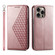 iPhone 16 Pro Max Cubic Grid Calf Texture Magnetic Leather Phone Case - Rose Gold